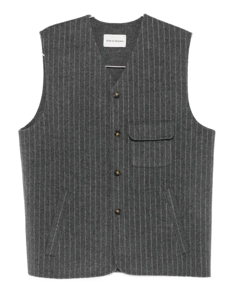 Drôle de Monsieur pinstripe-pattern sleeveless vest - Grau Grau