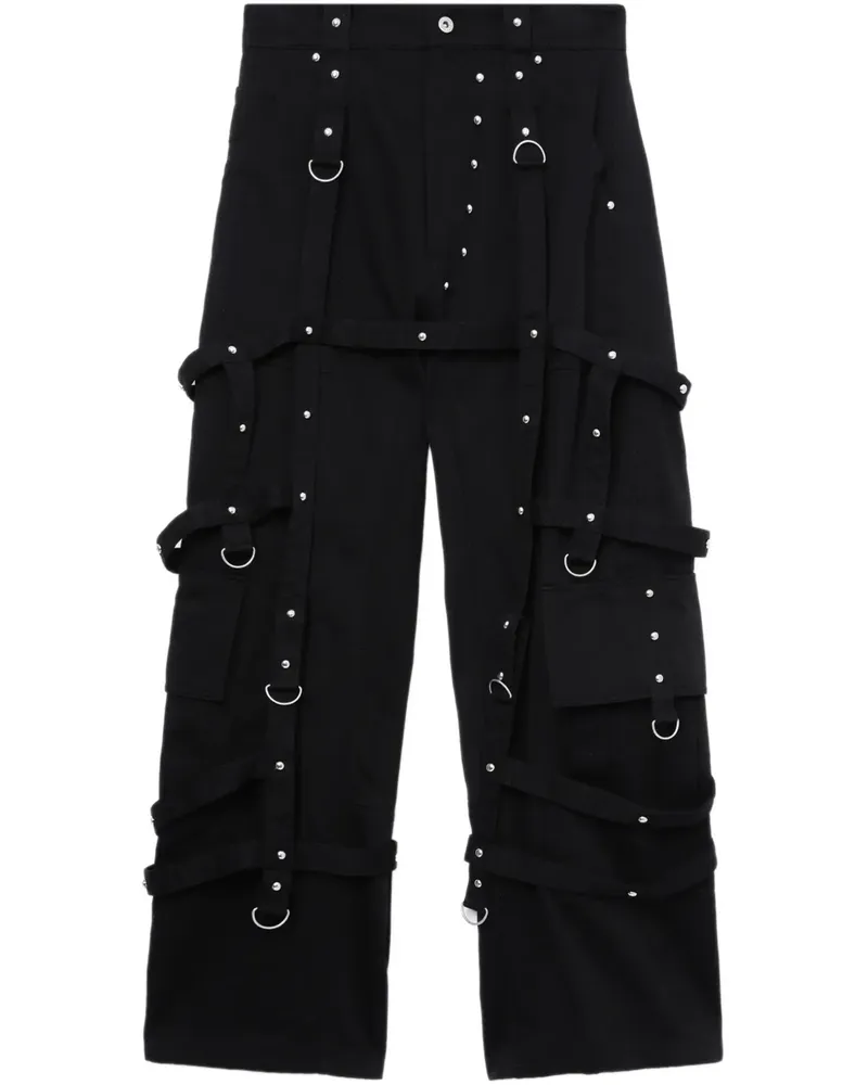 WE 11 DONE Hose mit Riemendetail - Schwarz Schwarz