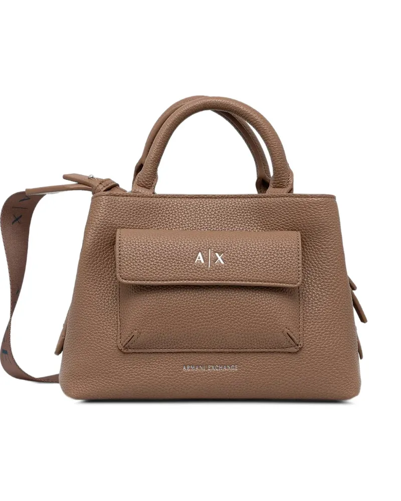 Armani Exchange Tote Bag mit Logo-Schild - Braun Braun