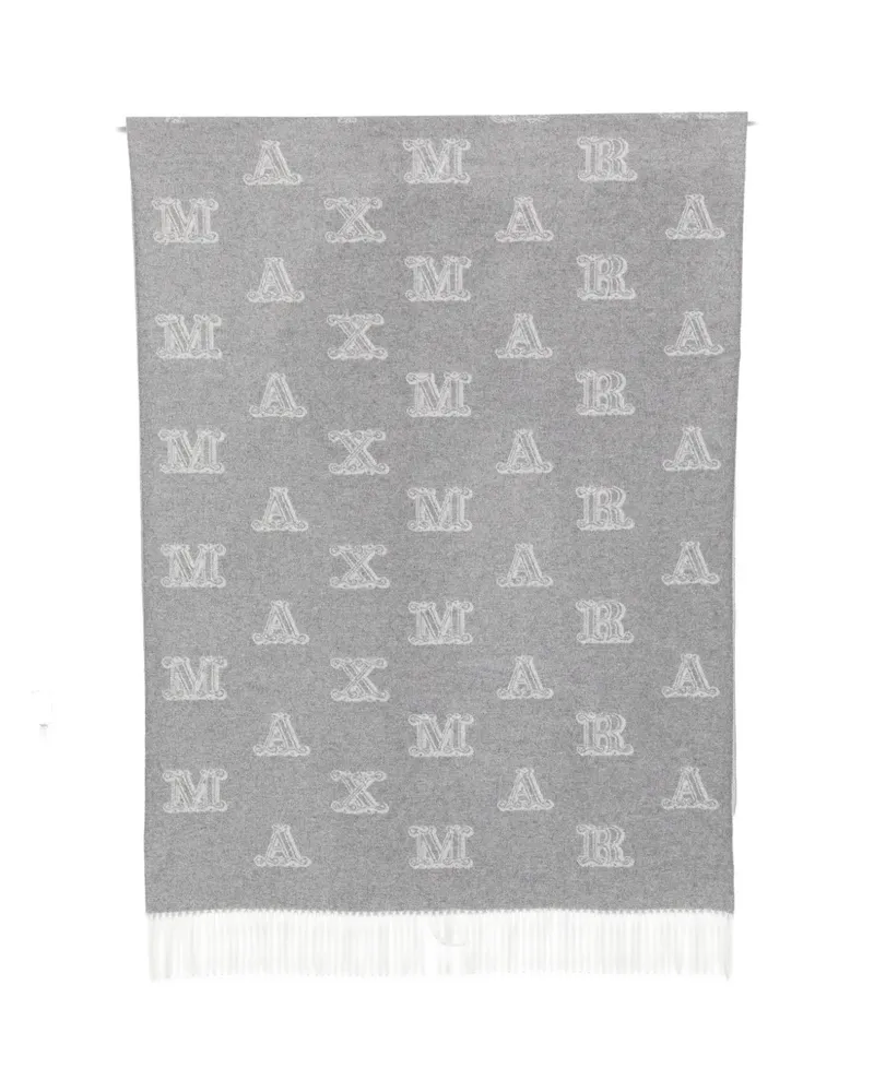 Max Mara logo-jacquard fringed scarf - Grau Grau