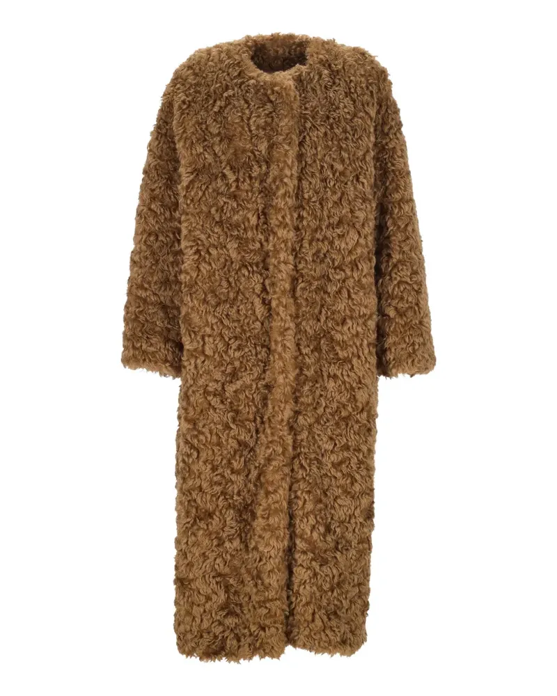 Kristina Ti Strukturierter Mantel aus Faux Fur - Braun Braun
