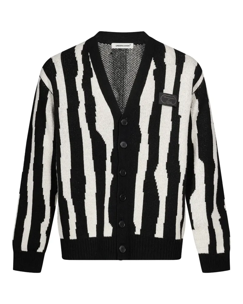 Undercover striped intarsia-knit cardigan - Schwarz Schwarz