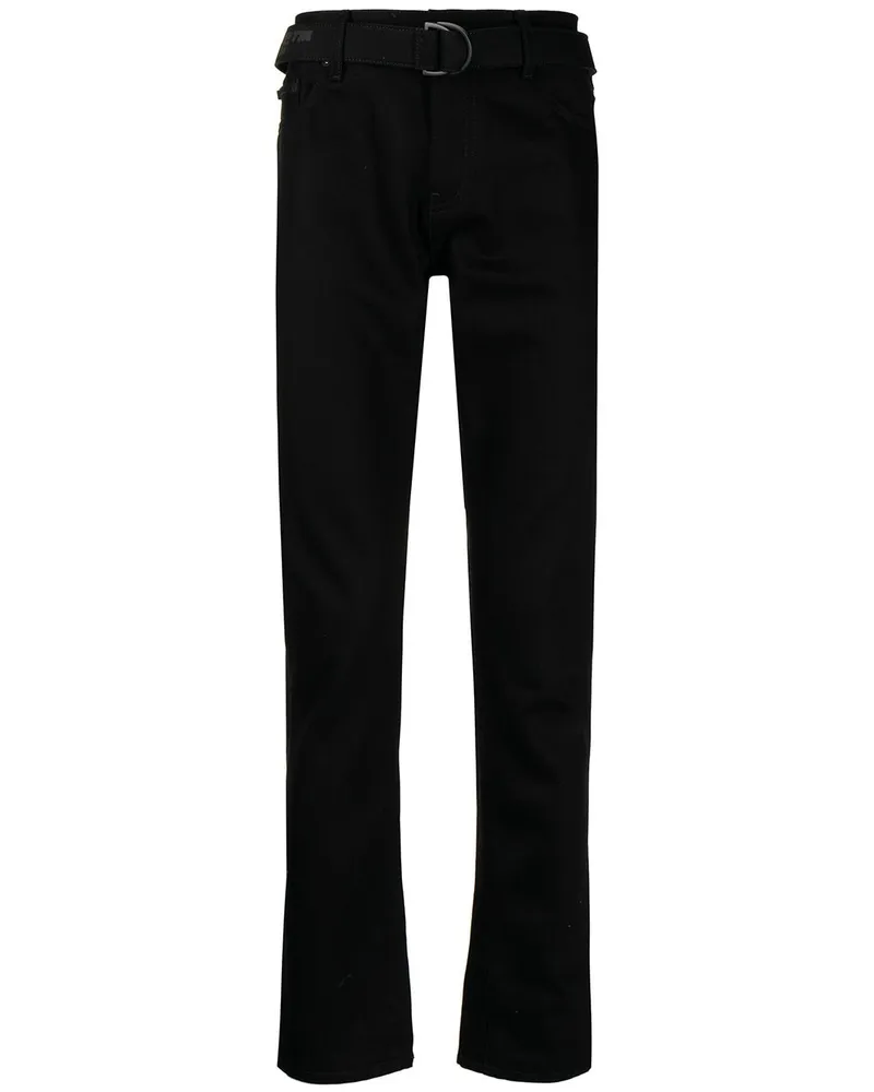 OFF-WHITE Skinny-Jeans mit Industrial Gürtel - Schwarz Schwarz