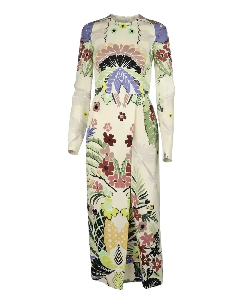 Valentino Garavani floral-print silk dress - Nude Nude