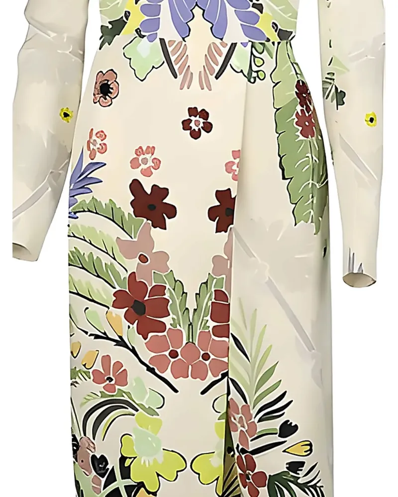 Valentino Garavani Seidenkleid mit Blumenprint - Nude Nude