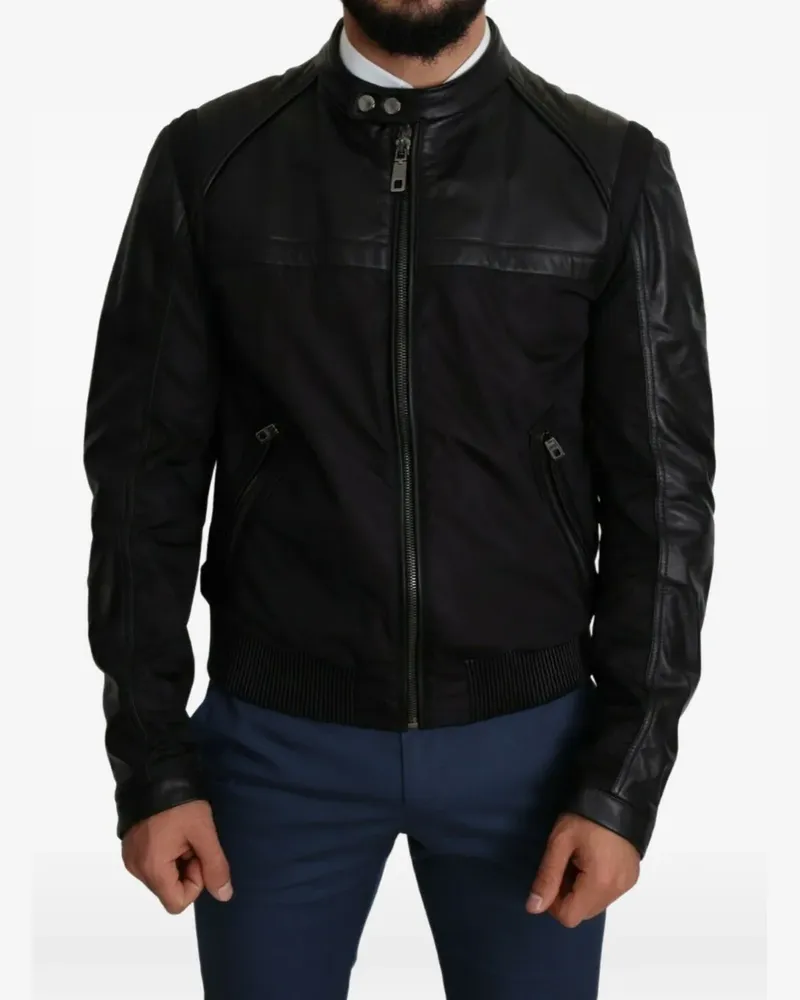 Dolce & Gabbana Bomberjacke mit Ledereinsätzen - Schwarz Schwarz
