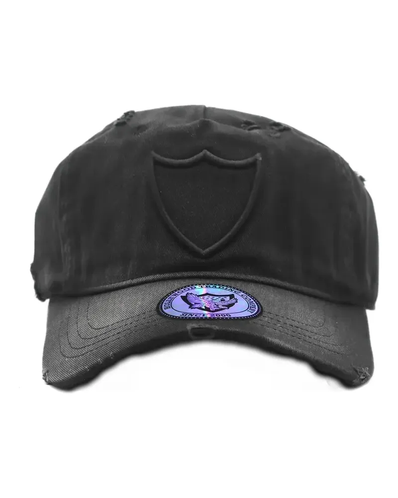 HTC Hollywood Trading Company distressed shield-logo baseball cap - Schwarz Schwarz