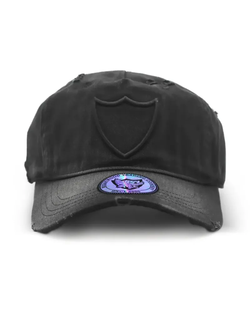 HTC Hollywood Trading Company Baseballkappe im Distressed-Look - Schwarz Schwarz