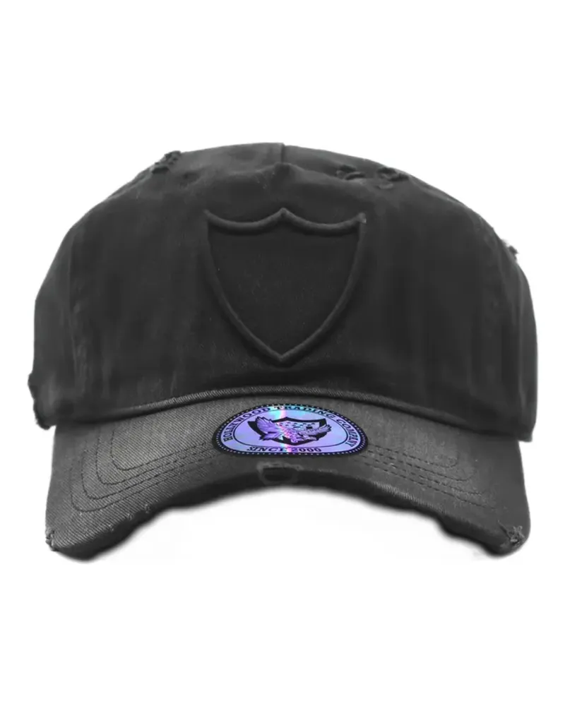 HTC Hollywood Trading Company Baseballkappe im Distressed-Look - Schwarz Schwarz