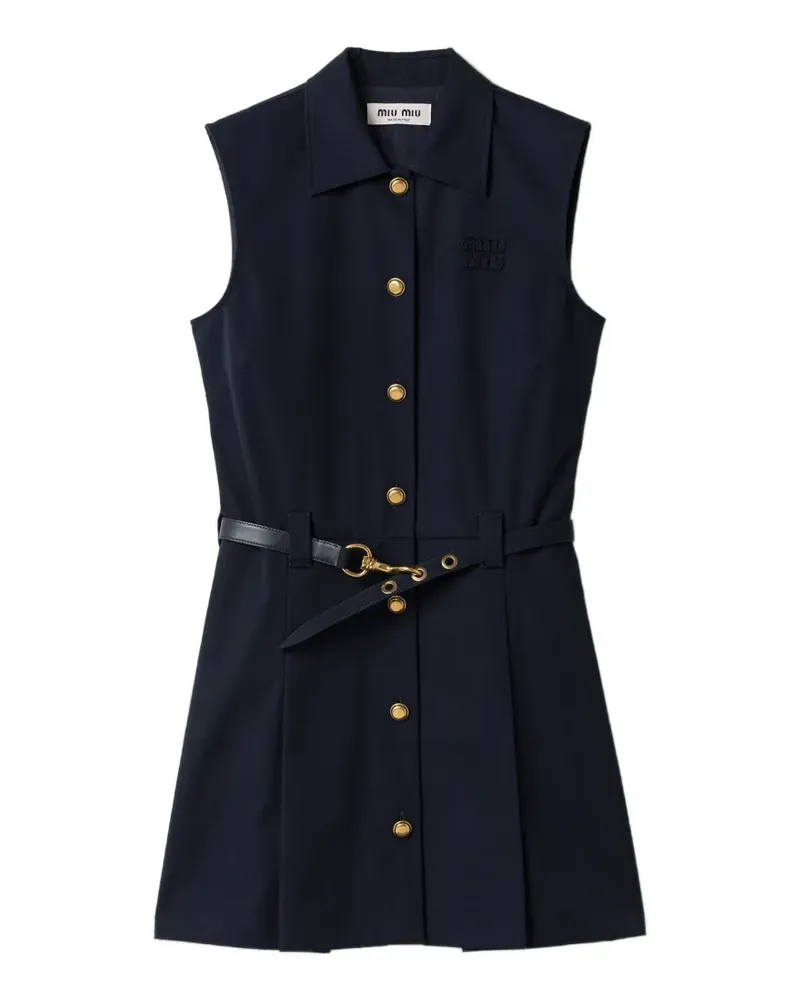 Miu Miu Minikleid aus Popeline - Blau Blau