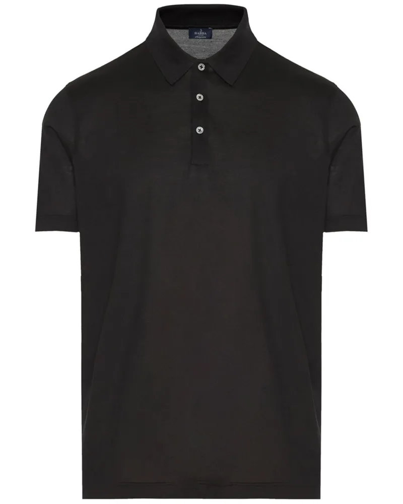 BARBA Meliertes Poloshirt aus Seide Schwarz