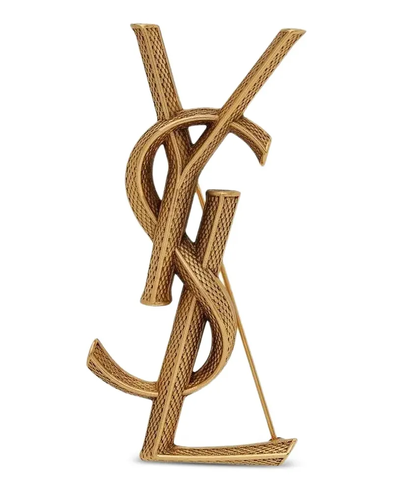 Saint Laurent Brosche mit Logo - Gold Gold