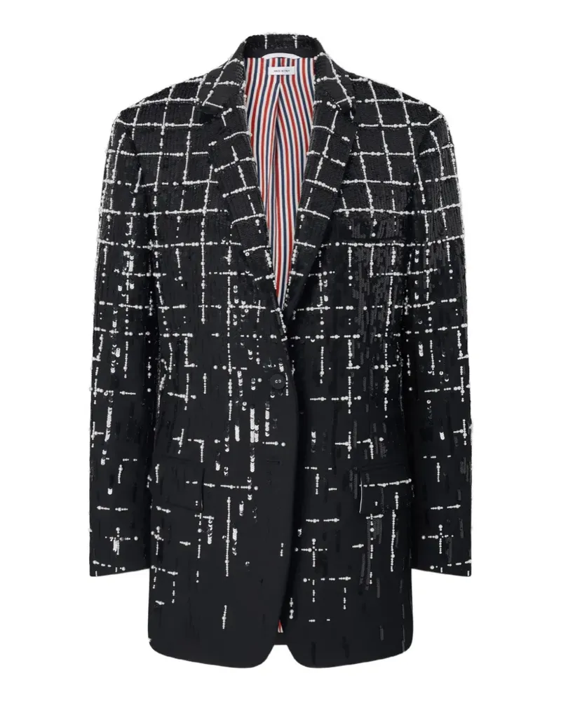 Thom Browne Windowpane Blazer mit Pailletten - Schwarz Schwarz