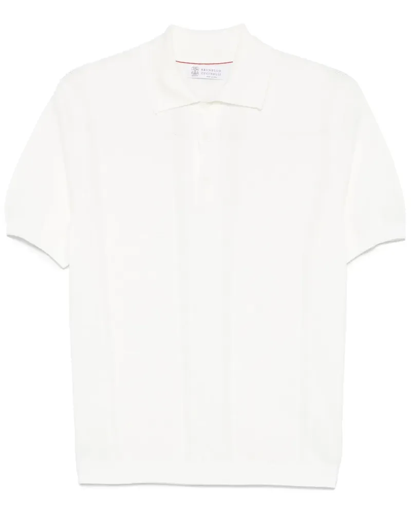 Brunello Cucinelli Gestricktes Poloshirt Weiß
