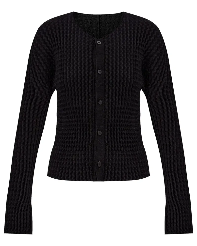 Issey Miyake Plissierter Cardigan - Schwarz Schwarz