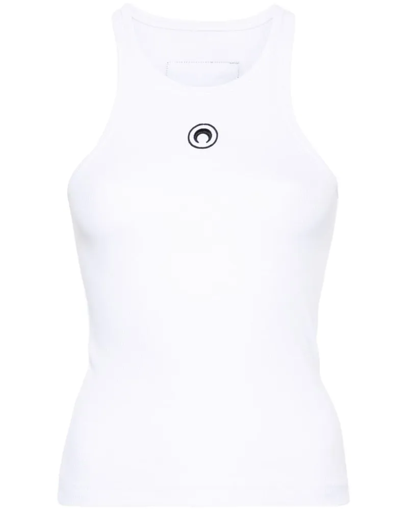 Marine Serre Trägershirt mit Sichelmond-Stickerei - Weiß Weiß