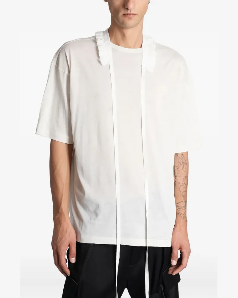 Ann Demeulemeester Danvald T-Shirt mit Rüschendetail - Weiß Weiß
