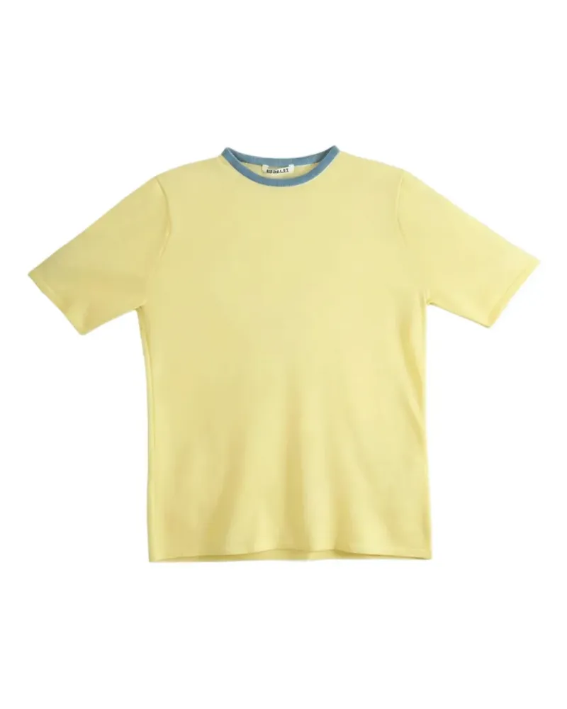 AURALEE contrast-trim raglan-sleeve T-shirt - Gelb Gelb