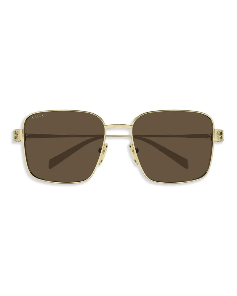 Gucci Eckige Sonnenbrille mit Logo - Gold Gold