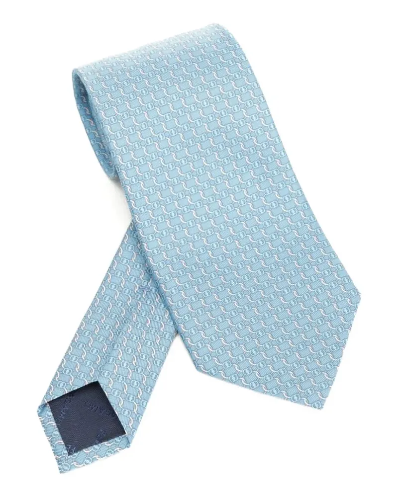 Ferragamo Gancini-print silk tie - Blau Blau