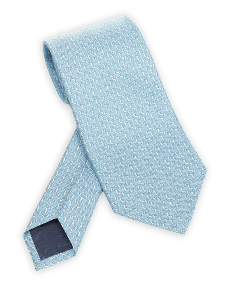 Ferragamo Gancini-print silk tie - Blau Blau