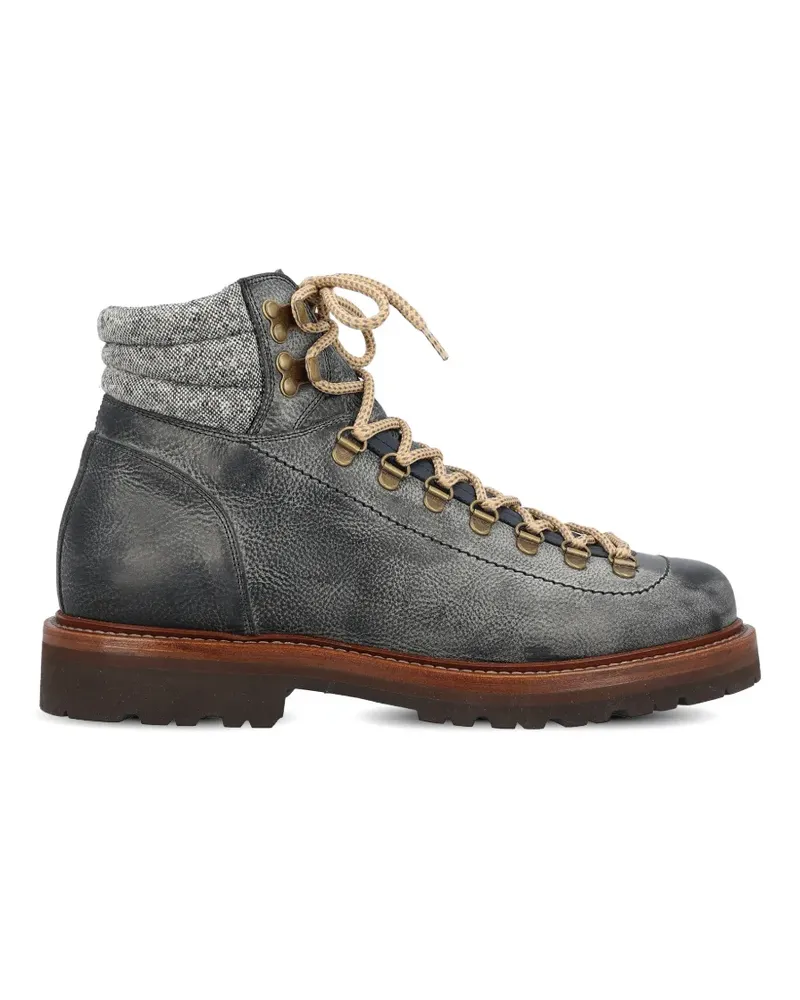 Brunello Cucinelli leather panelled boots - Blau Blau