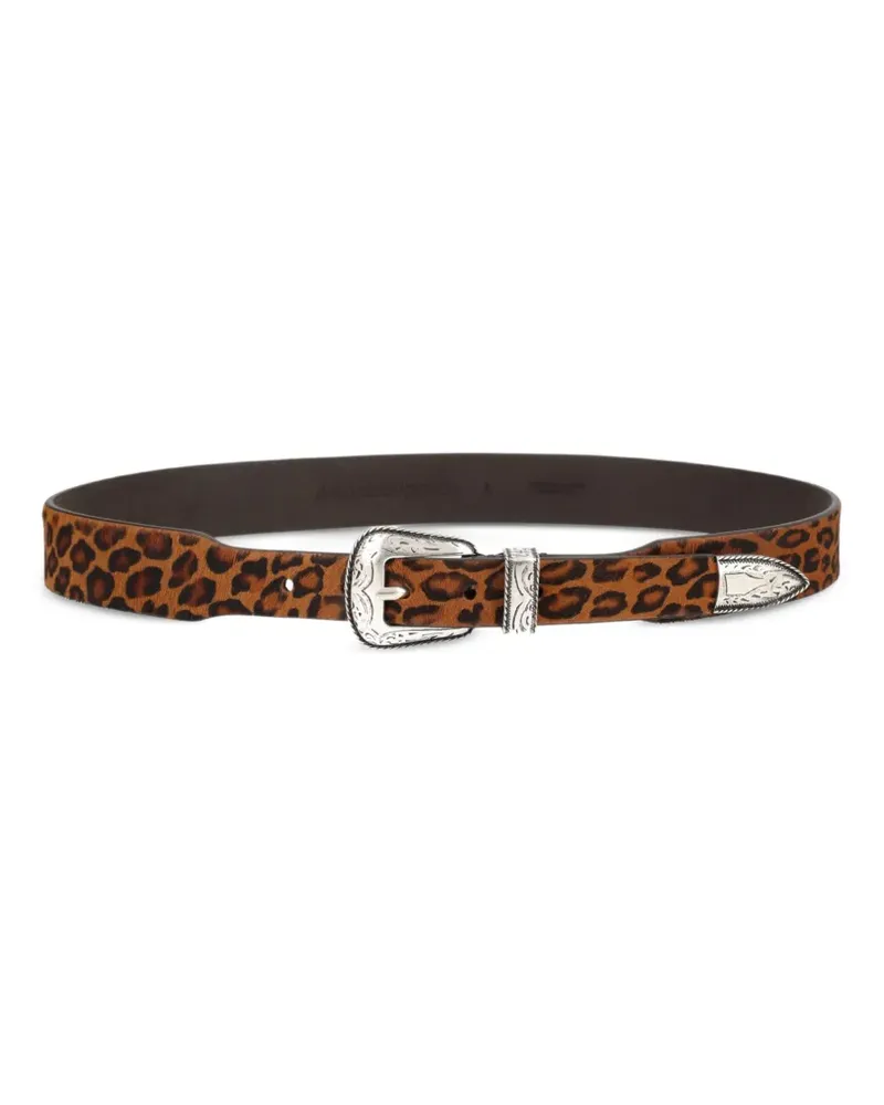 Amish Gürtel mit Leopardenprint - Braun Braun
