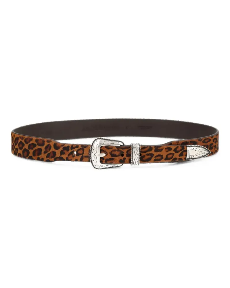 Amish Gürtel mit Leopardenprint - Braun Braun