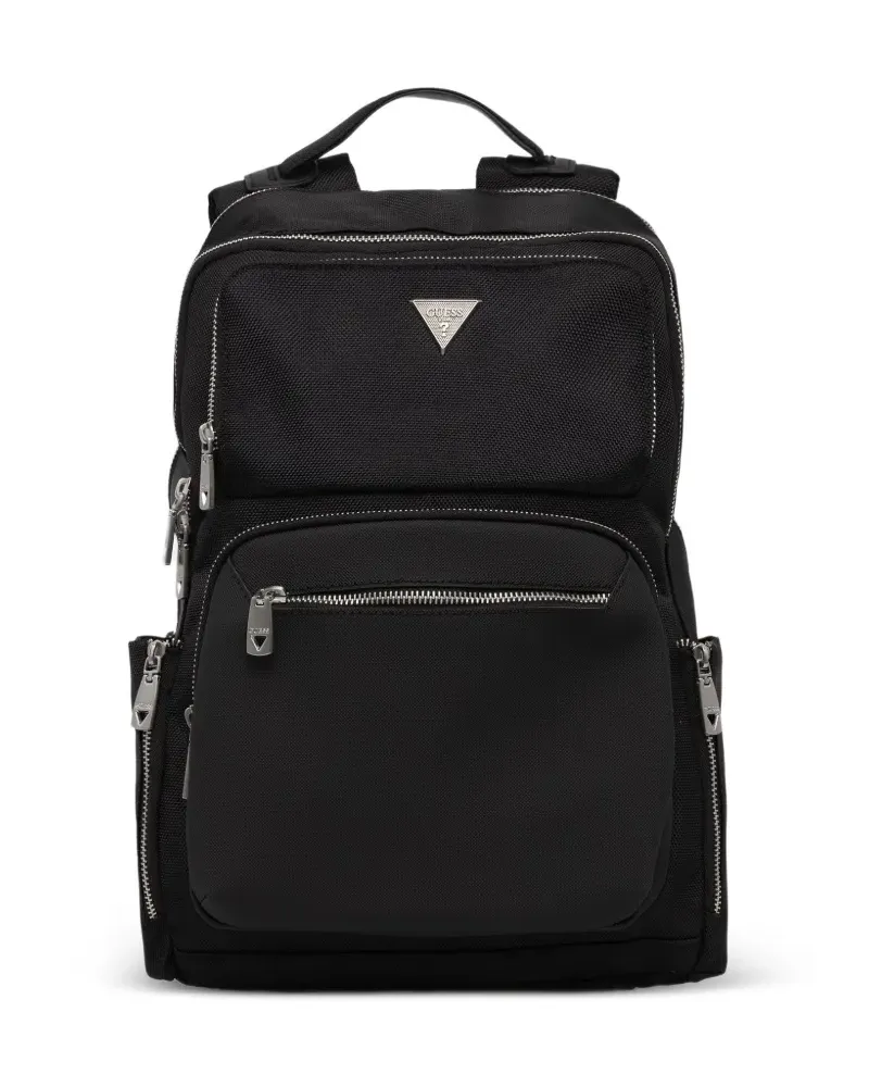 Guess Berna logo-plaque multiple-pocket backpack - Schwarz Schwarz