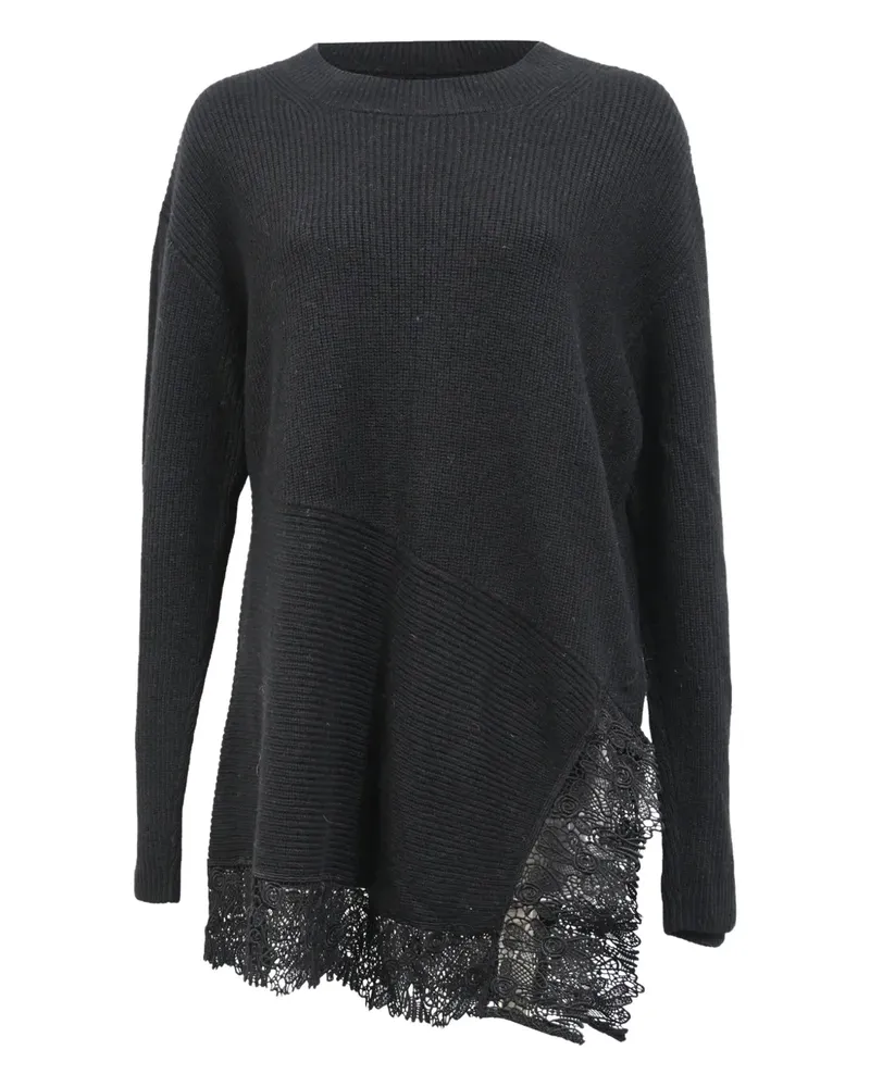 Sandro knitted lace trim sweater - Schwarz Schwarz