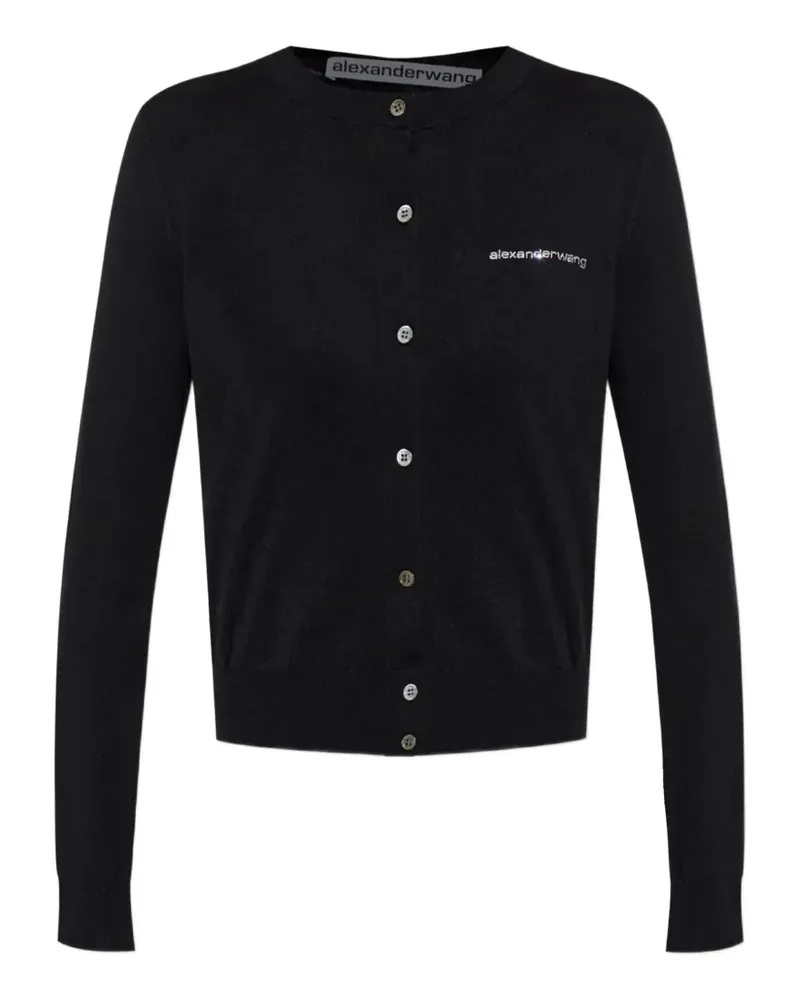 Alexander Wang crystal-embellished-logo cardigan - Schwarz Schwarz