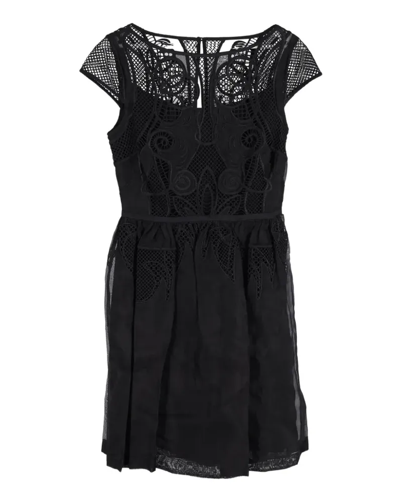 Temperley London cap-sleeve lace mini dress - Schwarz Schwarz