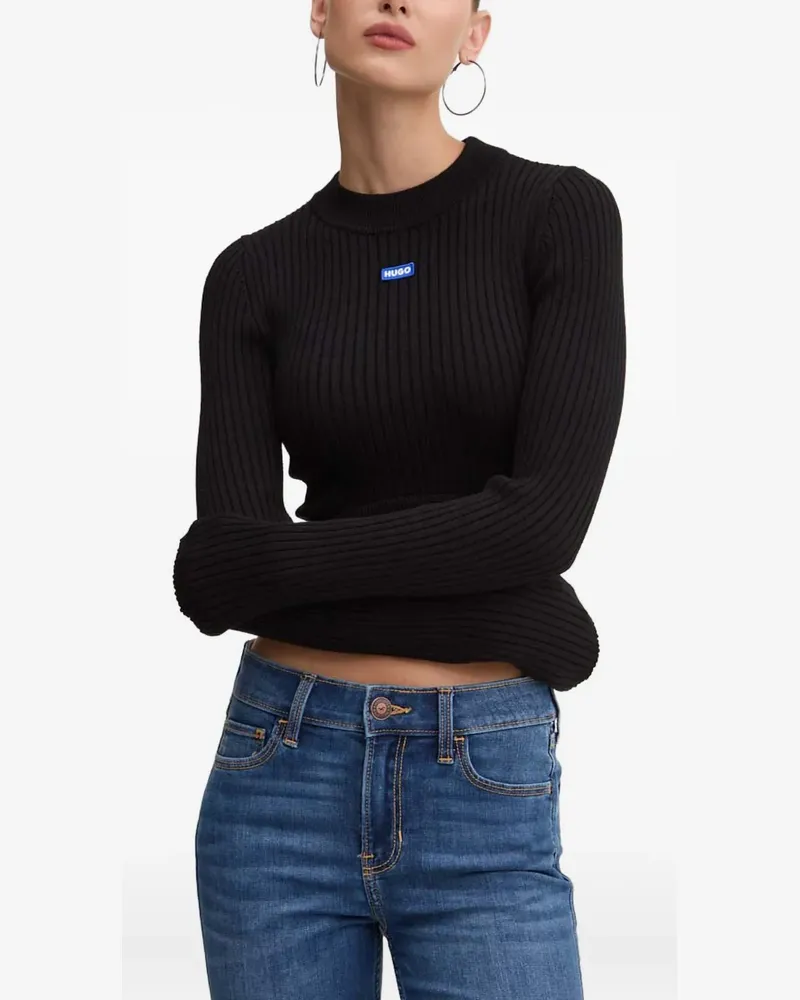 HUGO BOSS ribbed patch top - Schwarz Schwarz