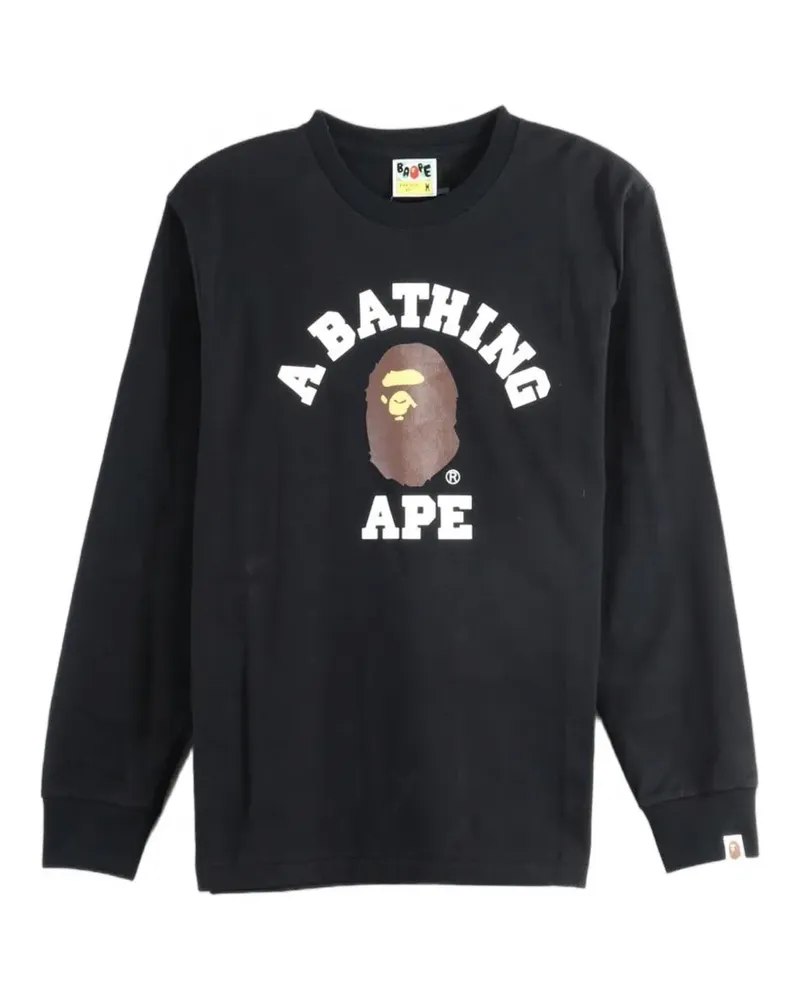 BAPE Langarmshirt mit Logo-Print - Schwarz Schwarz