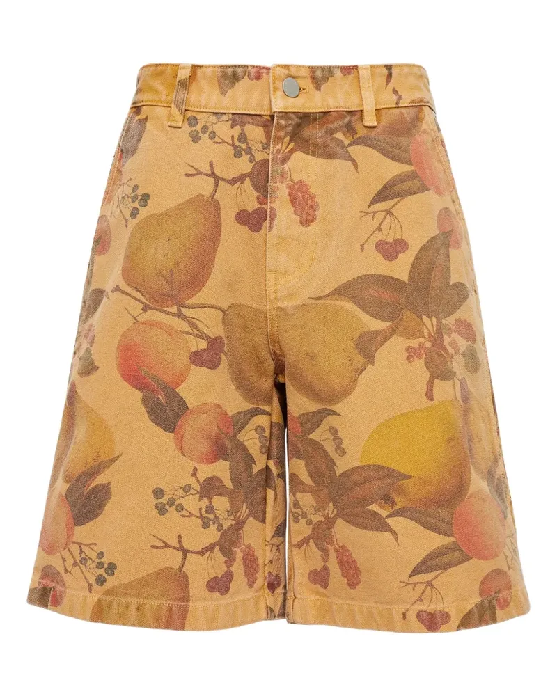 SOLID HOMME Jeans-Shorts mit Früchte-Print - Orange Orange