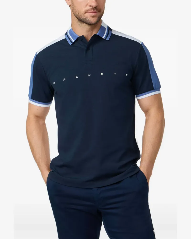 Hackett Poloshirt mit Logo-Print - Blau Blau