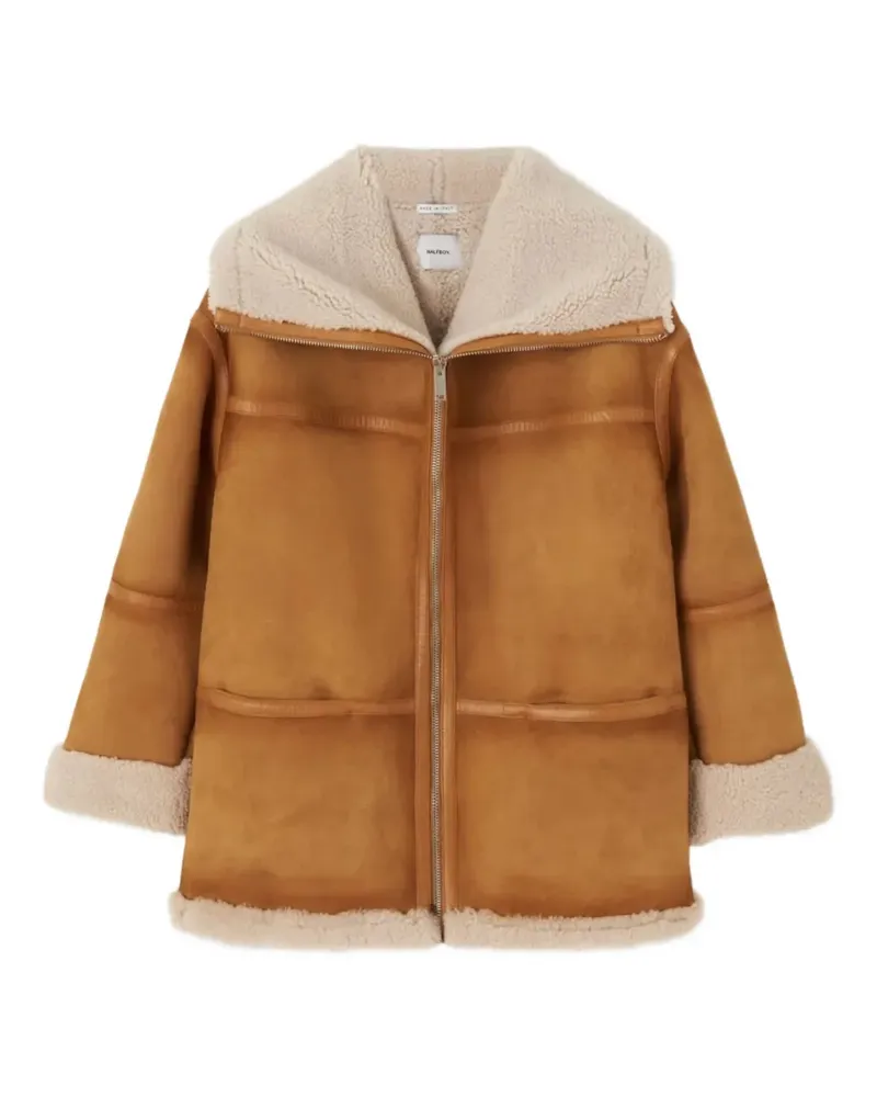 HALFBOY panelled shearling jacket - Braun Braun