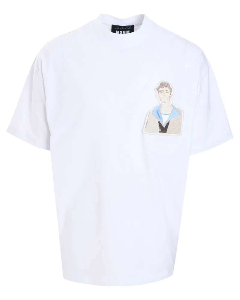 MSGM T-Shirt mit Patch-Detail - Weiß Weiß