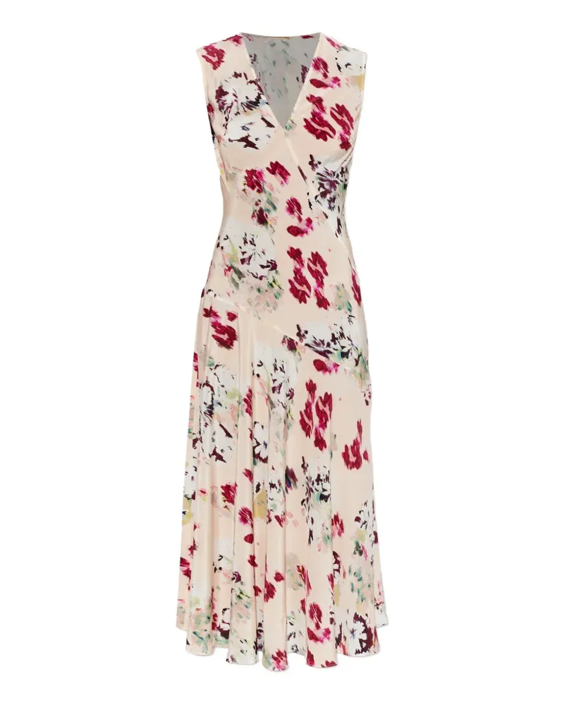 Ulla Johnson floral-print V-neck midi dress - Nude Nude