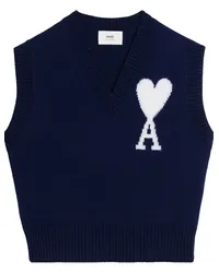 AMI Paris Pullunder mit Intarsien-Logo Blau