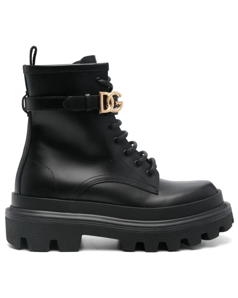 Dolce & Gabbana Stiefeletten mit Logo - Schwarz Schwarz