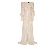 Puffärmel-Maxikleid mit Pailletten - Rosa