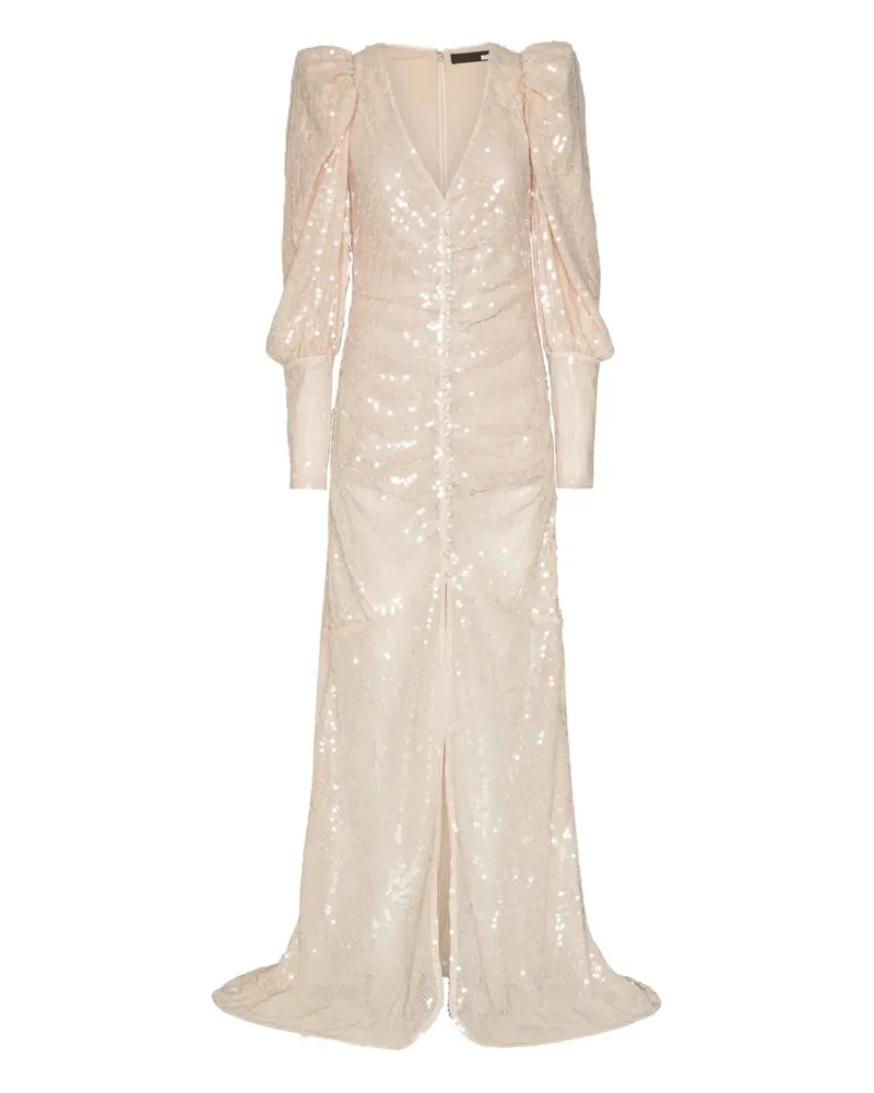 ROTATE Birger Christensen Puffärmel-Maxikleid mit Pailletten - Rosa Rosa