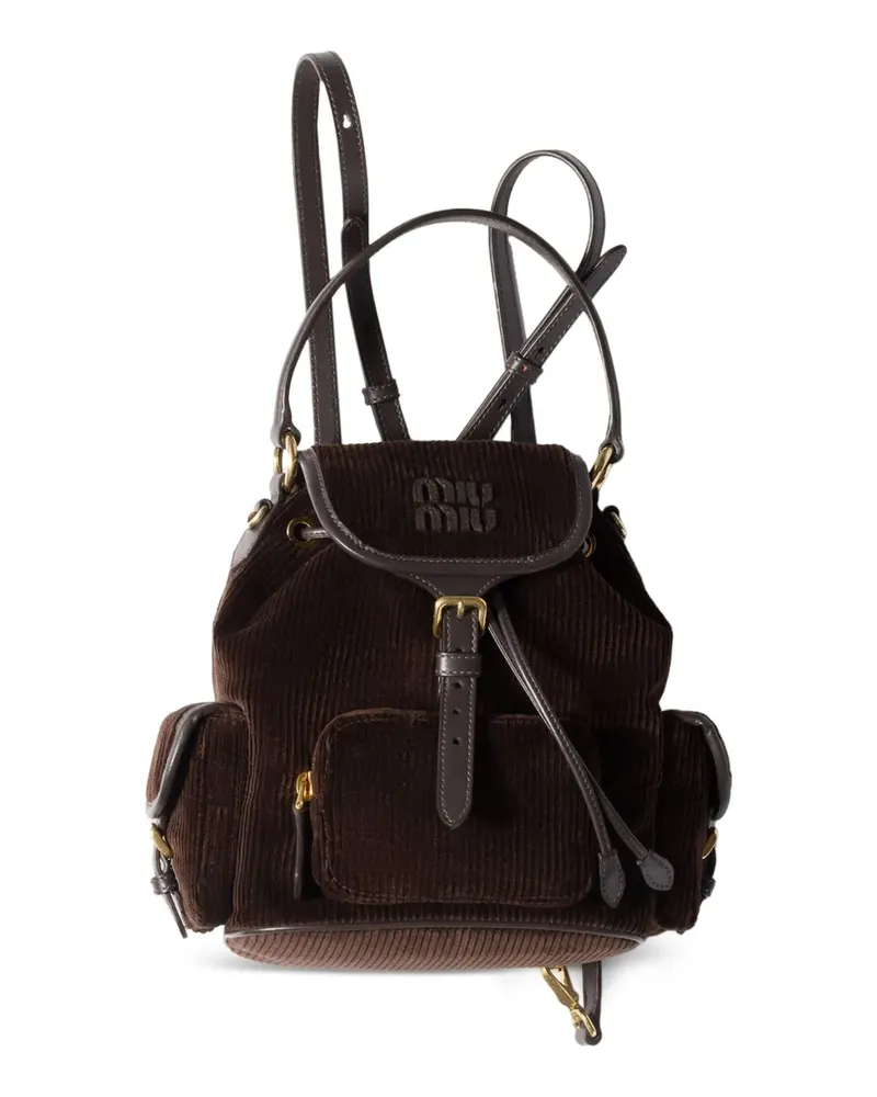 Miu Miu Mittelgroßer Rucksack aus Cord - Braun Braun