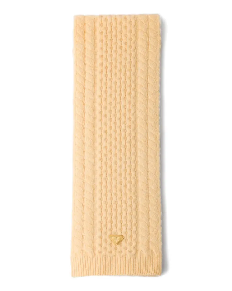 Prada Zopfmuster-Schal mit Triangel-Logo - Nude Nude