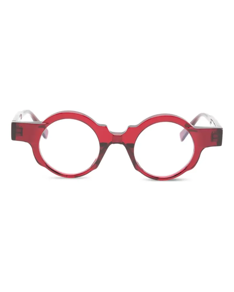 KUBORAUM Maske Brille mit rundem Gestell - Rot Rot