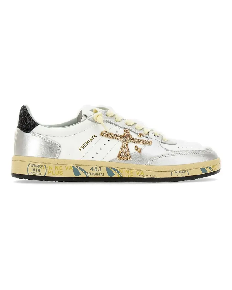 Premiata glitter leather sneakers - Weiß Weiß