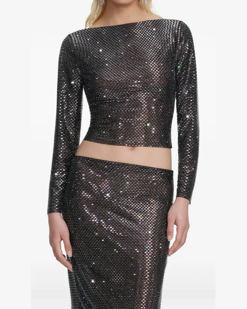 Self-Portrait embellished long-sleeve top - Schwarz Schwarz