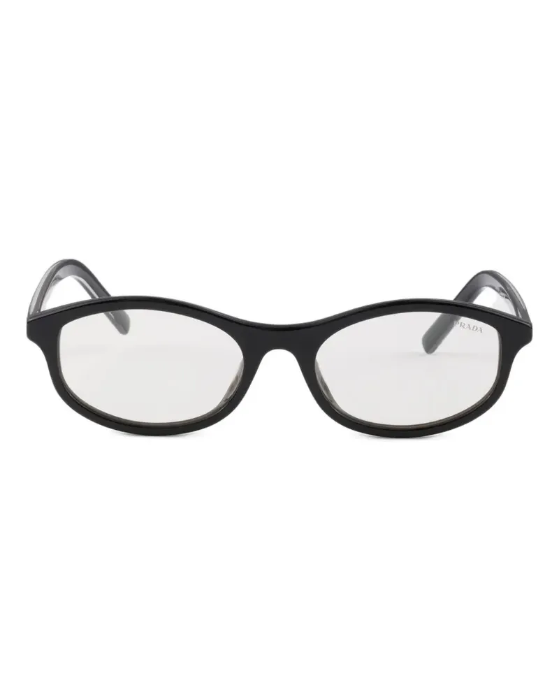 Prada Sonnenbrille mit ikonischem Metall-Schild - Schwarz Schwarz