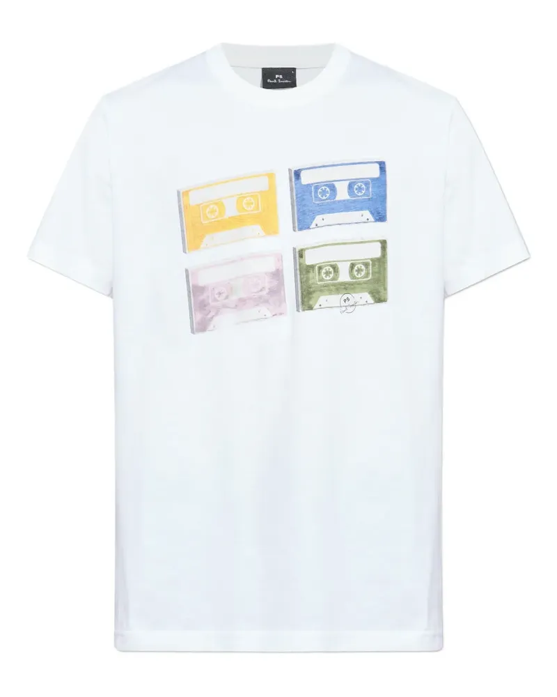 Paul Smith T-Shirt mit Kassetten-Print - Weiß Weiß